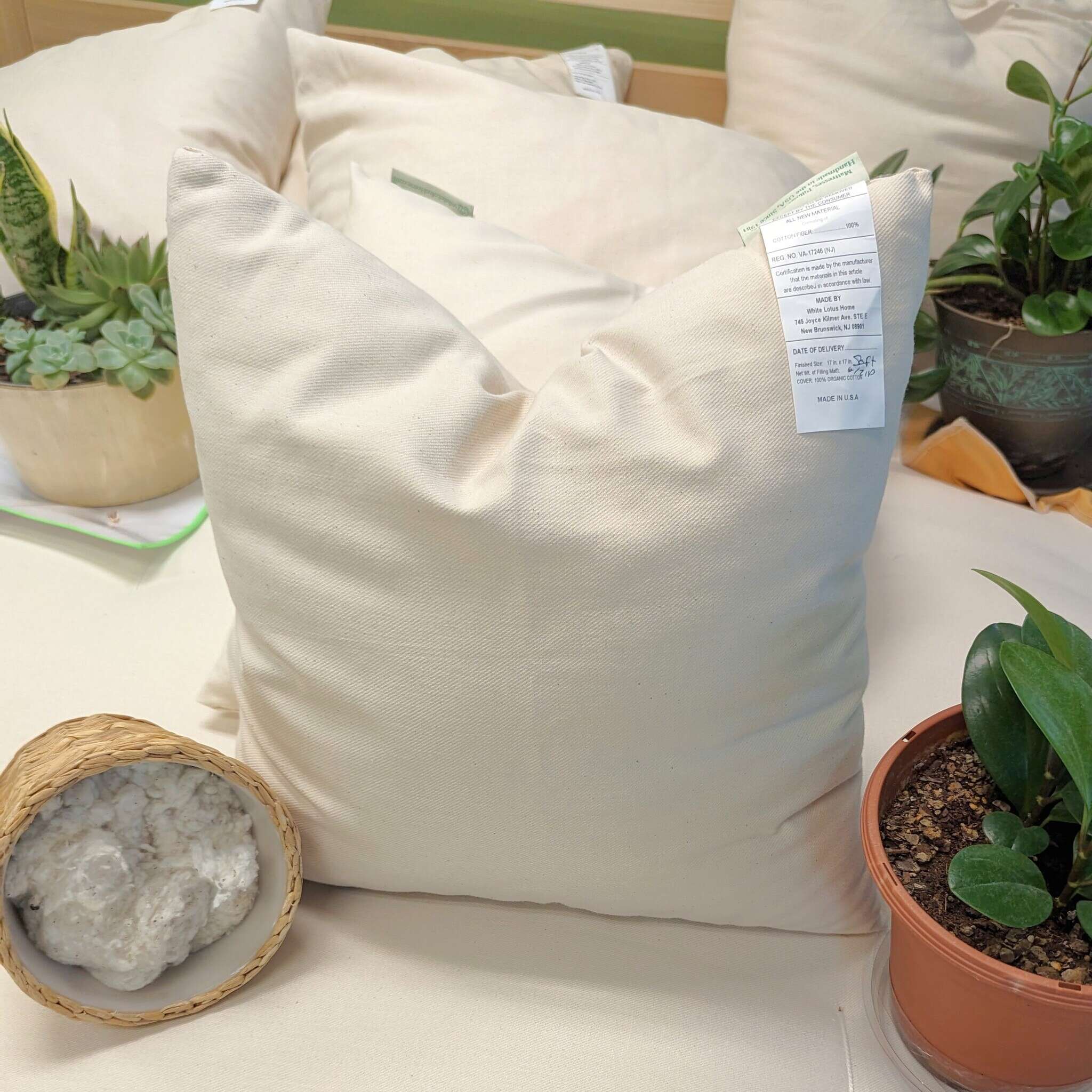 White Lotus Home GOTS Organic Cotton Decorative Pillow Inserts at