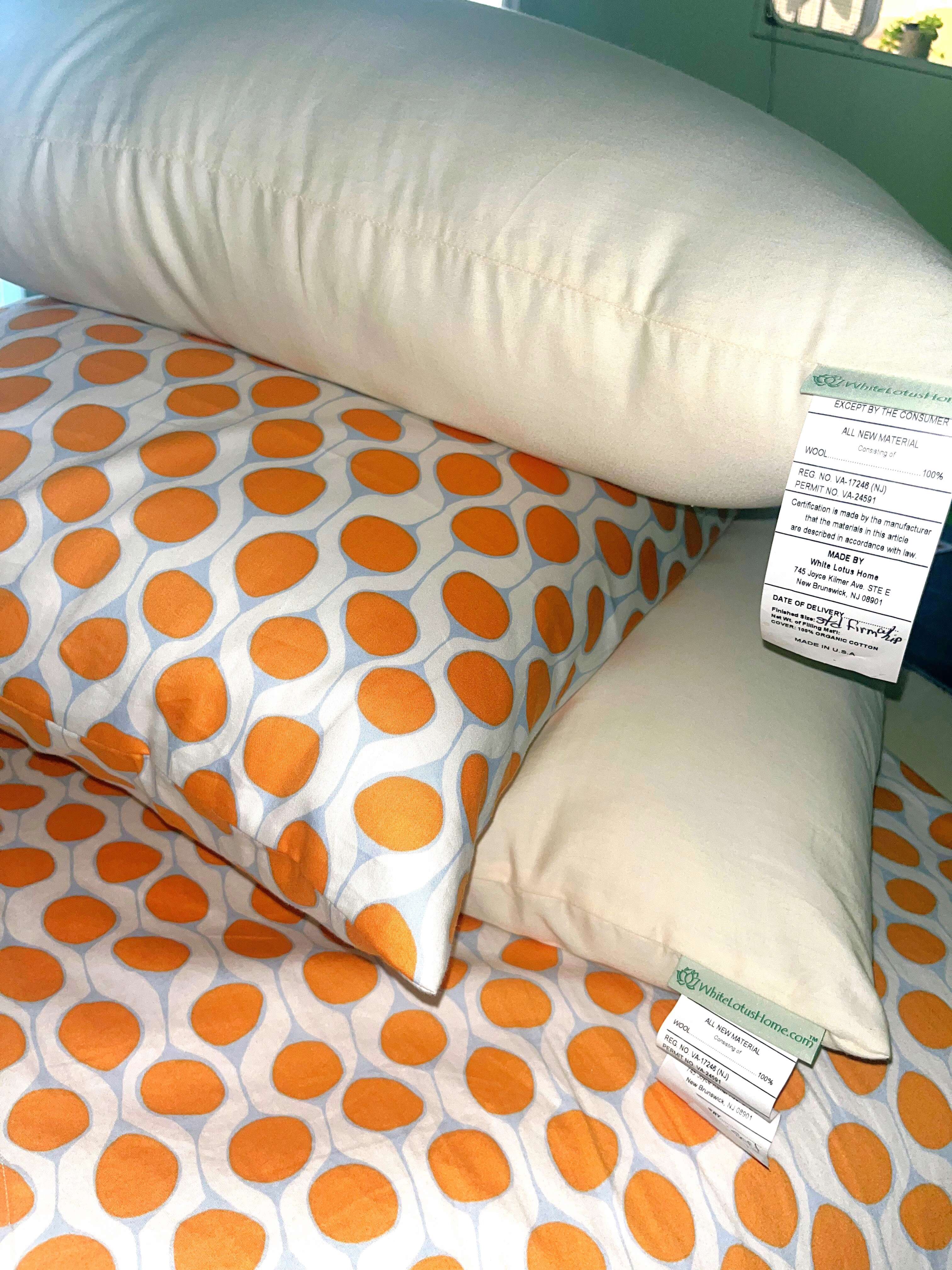 Bed Pillow, Natural Cotton Wool Fill