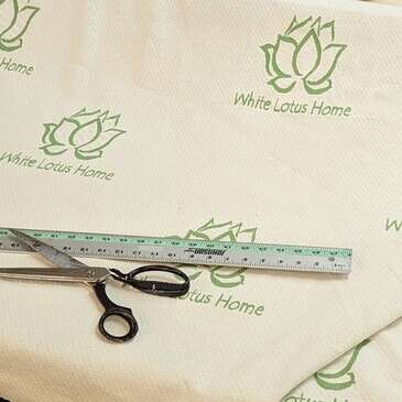 White Lotus Home GOTS Organic Cotton Washable & Waterproof LOGO Fabric by the Yard 90" Wide White Lotus Home GOTS Organic Cotton Washable & Waterproof LOGO Fabric by the Yard 90" Wide